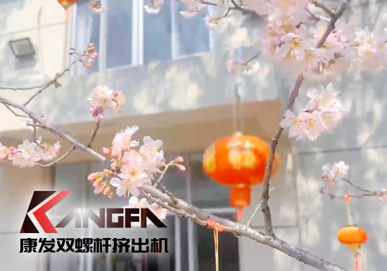 人間芳菲三月天——康發(fā)雙螺桿擠出機廠區(qū)一角掠影