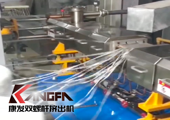 65高扭+PLC，尼龍加纖雙螺桿擠出機(jī)試機(jī)