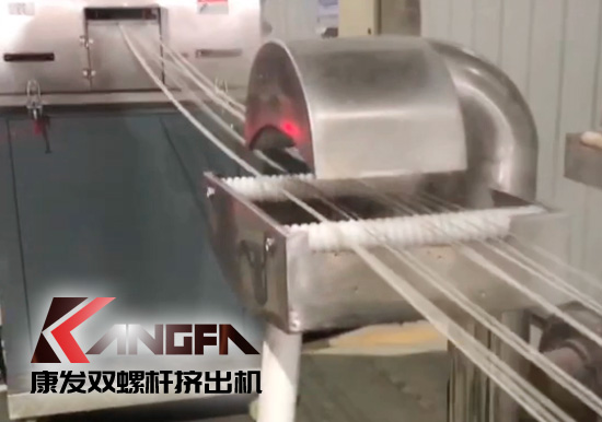 65高扭+PLC，尼龍加纖雙螺桿擠出機(jī)試機(jī)